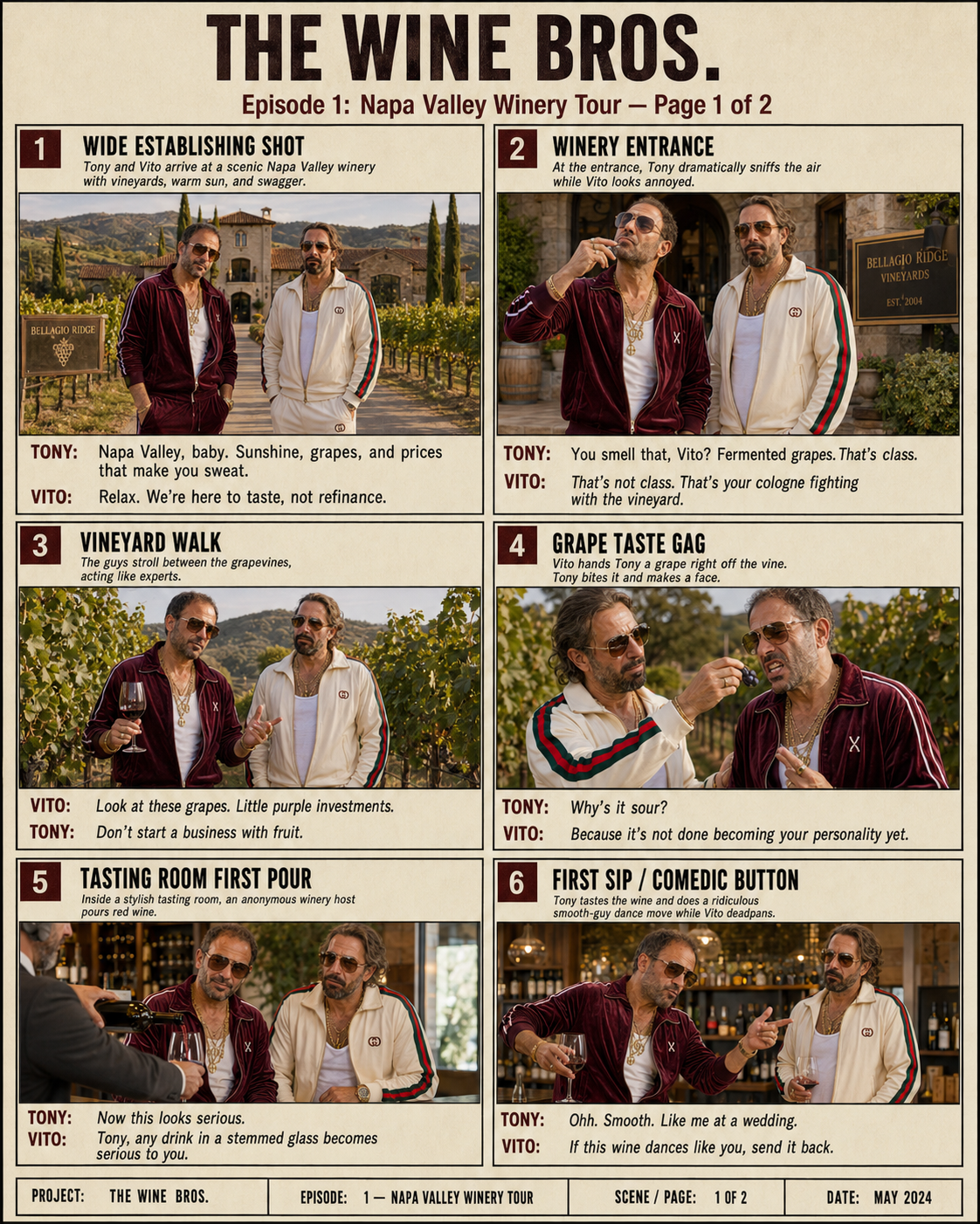 Storyboard 1 - Napa Valley Winery Tour - Page 1 of 2